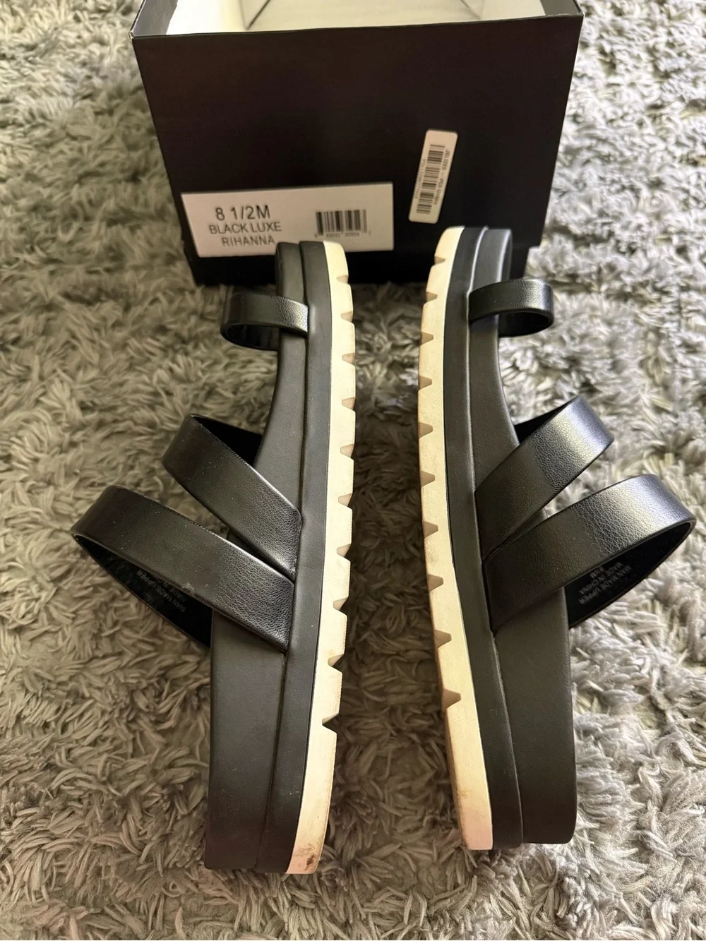 J/SLIDES Black Cross-Strap Toe-Loop Slides
